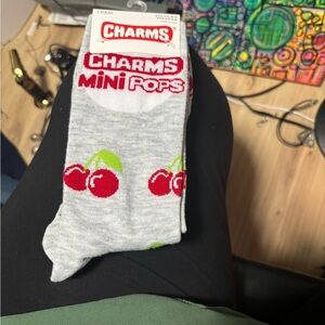 Mini Pops Cherry Design Gray Socks